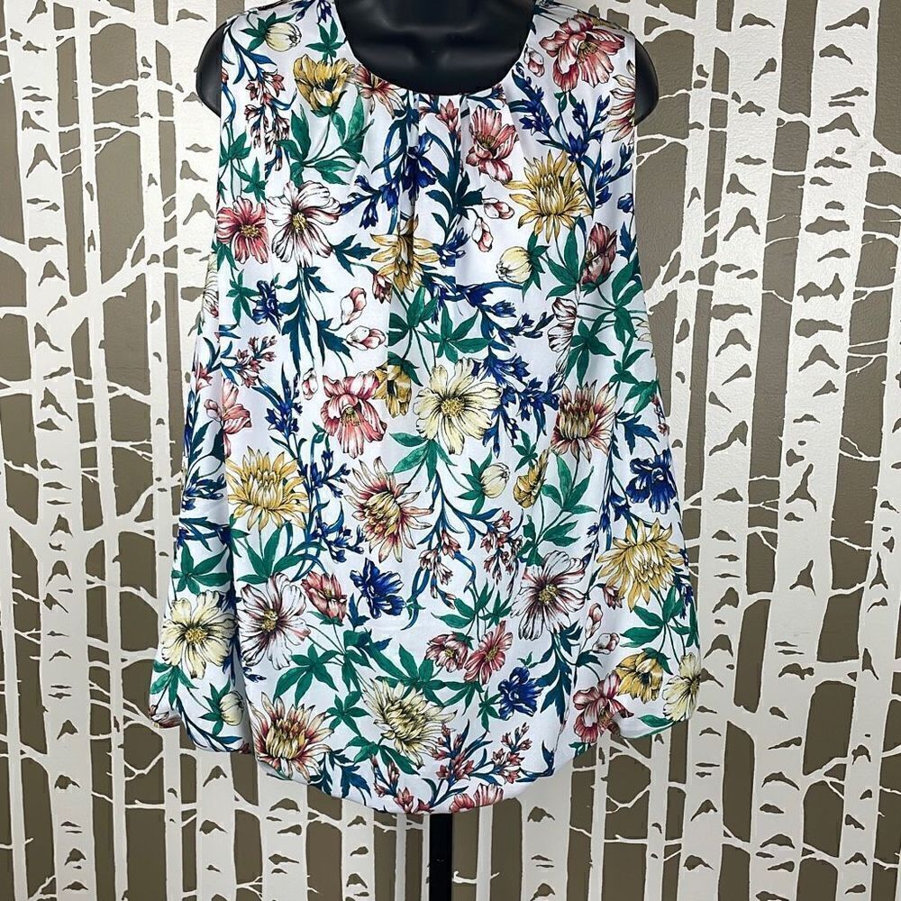 Liz Claiborne Floral Print Bubble Hem Tank Top sz 1X